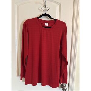 Women's Zyia Active Red Long Sleeve Perforated Athletic Top Shirt XXL